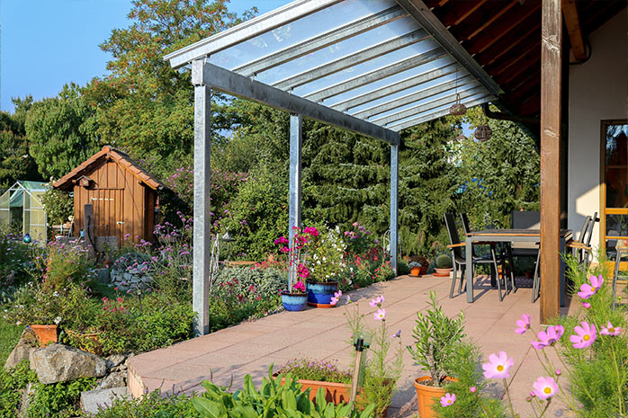 A terrace in a natural garden provides a habitat for insects and small animals

