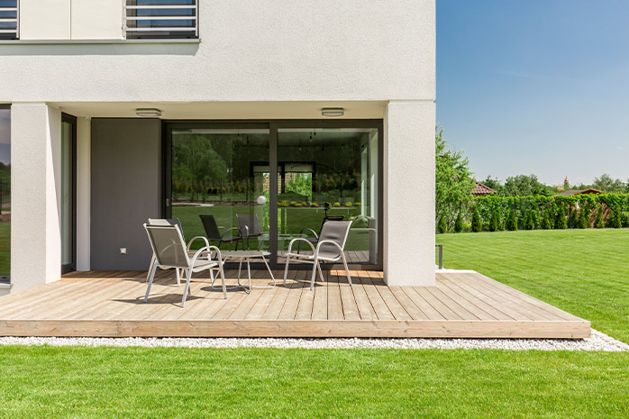 After work enjoy the beautiful view from your own wooden terrace